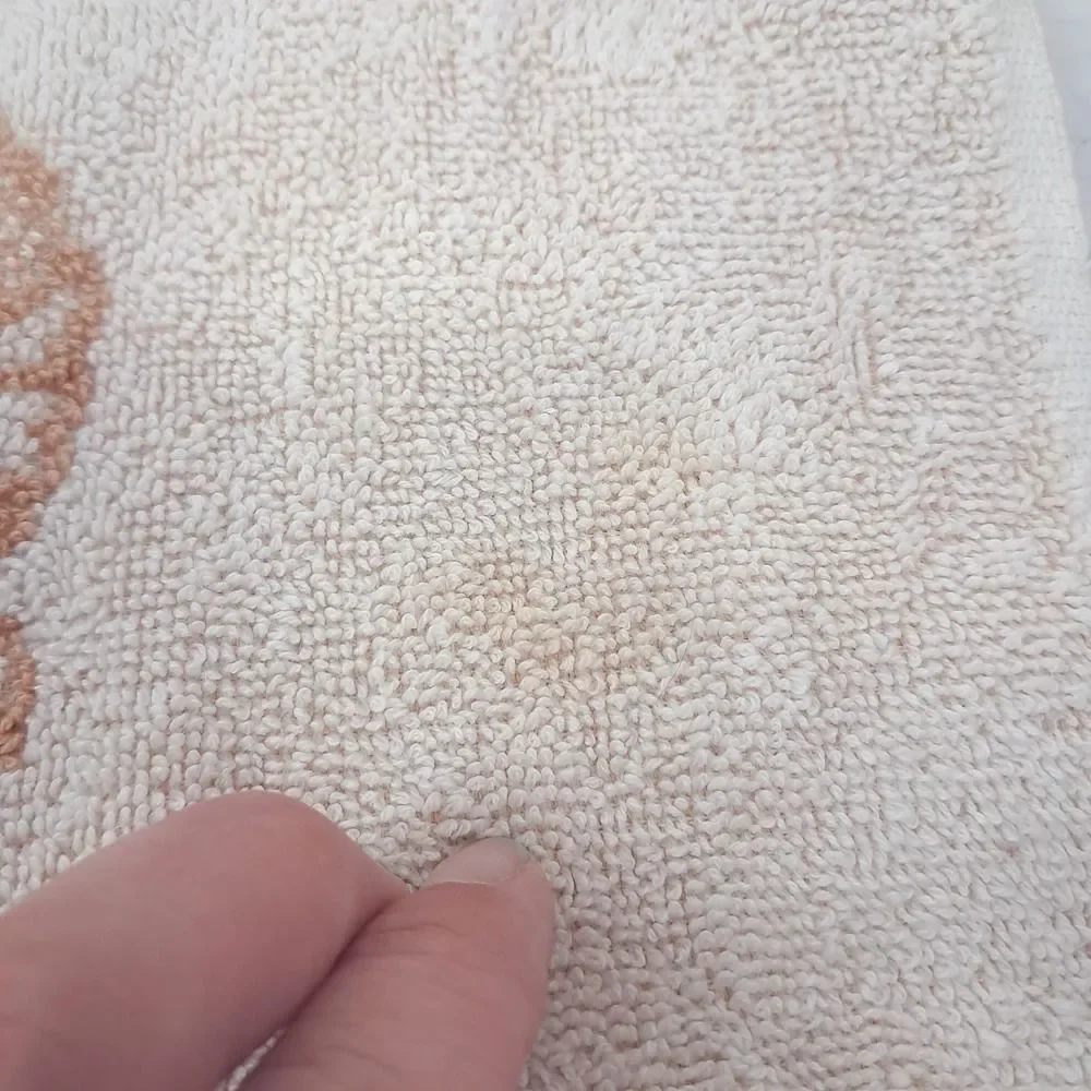 Vintage West‎ Point Lady Pepperell Butterfly bath hand towel brown cream fringe